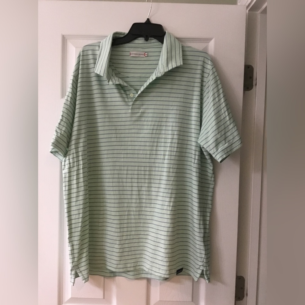 Southern Proper Green and Blue Stripe Golf Shirt XXL